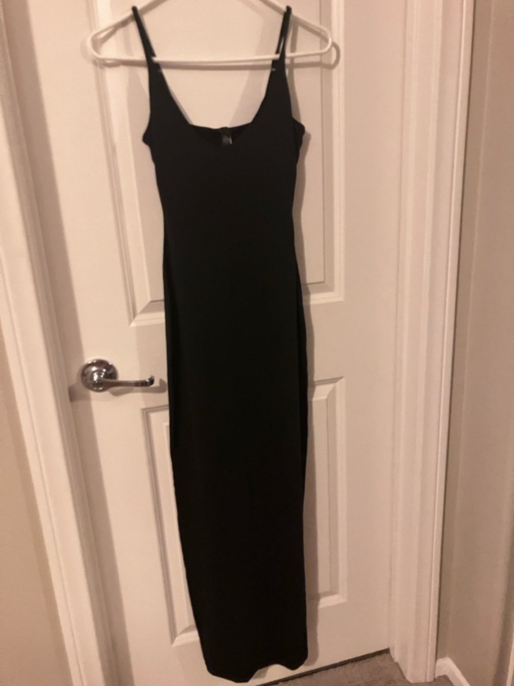 SKIMS Black Maxi Slip Dress with Slim Straps